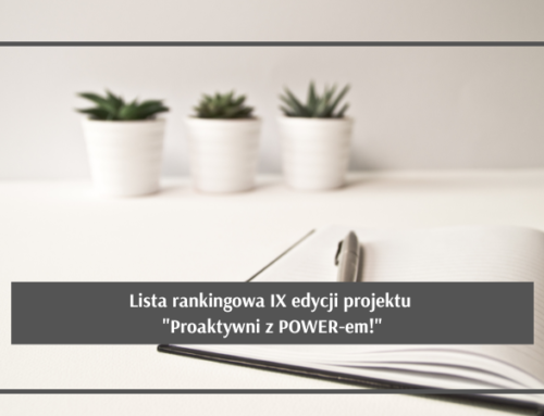 Lista rankingowa dla IX edycji „Proaktywni z POWER-em!”